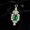 wholesale S925 Silver New 6*8 Oval 2ct Muzo Green Lab-Grown Emerald Minimalist Pendant by Shipei Jewelry-0-2