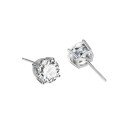 wholesale 925 Sterling Silver Four-prong Setting Zircon Earrings Women's Cross-border Ins Advanced Design Versatile Ear Jewelry-0-1