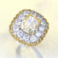 wholesale S925 silver with imported high-carbon diamond, Zhuozhifang new 10*12mm yellow diamond ice flower cut women's ring-0-1