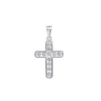 925 Silver 2.0ct Moissanite Cross Pendant Necklace, Women's Light Luxury Full Diamond Layering Chain-2.0 Cross Single Pendant