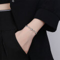 wholesale S925 Sterling Silver Vintage 3D Heart Pendant Connected Circle Chain Bracelet, Minimalist Niche Design for Versatile Styling-0-3