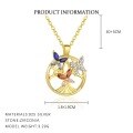 wholesale S925 Sterling Silver Cross-Border Color Zirconia Life Tree Pendant Necklace, Four-Leaf Clover Butterfly Collarbone Chain Wholesale-0-3