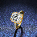 S925 Silver 3ct Emerald-Cut Moissanite Ring for Women-0-2