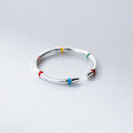 wholesale 925 Sterling Silver Dopamine Enamel Rainbow Irregular Bamboo Joint Ring Minimalist Adjustable Opening Ring R02775-0-4