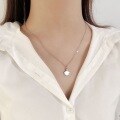 wholesale S925 Sterling Silver Diamond-Inlaid One Shell Pendant Necklace, Niche Design, Versatile, TikTok Same Style, Women's Stylish Collarbone-0-2