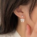 wholesale S925 Sterling Silver Bow Tassel Earrings for Women, Minimalist Luxury Ins Forest Style Ear Accessories-0-4