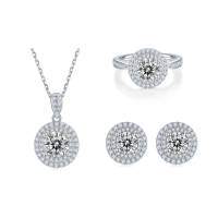 wholesale 18K Gold Plated 925 Sterling Silver Ring, Earrings, Necklace Pendant Luxury Lightweight 1 Carat D Color Moissanite Jewelry Set-0.5 carat moissanite earrings