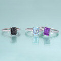 wholesale S925 Sterling Silver Cross-Border Hot-Selling 6*8mm Natural Topaz and Garnet Crystal Women's Square Ring-0-0