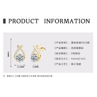 925 Sterling Silver Square Double Prong Single Stone D Color Moissanite Earrings-X-shaped earrings [K gold]  925 silver