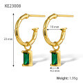 wholesale S925 Sterling Silver Cross-Border Hot-Sell C-Shaped Green Cubic Zirconia Earrings with Emerald, Minimalist and High-End Ear Studs for Women-0-5