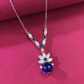 wholesale S925 silver jewelry new style with 8*8mm royal blue sugar loaf zirconia,-0-3