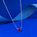 wholesale S925 Silver New Style 6*6 Heart-Shaped Pigeon Blood Red Necklace Red Diamond Love Women's Fashion Cross-Border Live-0-1