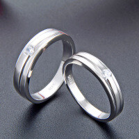 wholesale 925 Sterling Silver Couple's Rings Pair, Men and Women Matching Bands, Niche Design, High-End Feel, 520 Valentine's Day Gift for Girlfriend-Women's Ring Size 16
