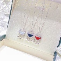 wholesale S925 Sterling Silver Ethnic Style Cloud Pendant Beaded Mother-of-Pearl Longevity Lock Necklace Slimming Versatile Trendy Black Silver Tone-Red Agate--White Gold>925 Silver