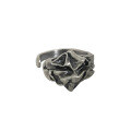 wholesale S925 Sterling Silver Korean Version INS Niche Design Vintage Textured Crinkle Texture Adjustable Ring for Women-0-5