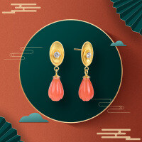 wholesale Metal Material: S925 Sterling Silver, Retro Gold-Plated New Chinese Style National Trend Earrings, Stud Earrings, Factory Direct Sales, Drop Shipping-Gold-plated earrings 925 silver