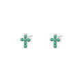 wholesale S925 Sterling Silver European And American Fashion Green Zircon Cross Earrings For Women, Exquisite And Versatile-0-5