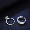 Sterling Silver Moissanite Three-Row Stackable Ring Set-0-1