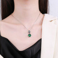 wholesale S925 sterling silver vintage cross crown emerald pendant ethnic court-style DIY free accessories-0-3