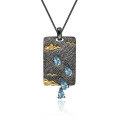 wholesale 925 silver designer high-end gemstone pendant with Italian craftsmanship, vintage style, featuring natural topaz necklace pendant-0-4