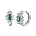wholesale S925 Sterling Silver Korean-style Versatile Commuter Small Green Zircon Minimalist Advanced Tiny Hoop Earrings-0-0
