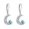 wholesale 925 Sterling Silver European and American Cross-Border Turquoise Earrings for Women, Light Luxury Advanced Celtic Star and Moon Ear Drops-0-4