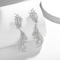 wholesale S925 silver plated with 18k gold, new small elegant style earrings with peacock feather design fully set with Moissanite stud earrings for women-0-2