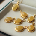 wholesale S925 Silver Natural Raw Ore Beeswax Mustard Yellow Cabochon Pendant Necklace-0-2