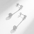 wholesale S925 Sterling Silver Korean-style Hollow Floral Dangle Earrings for Women, Small Niche Design Long Tassel Earrings, Versatile for Pierced Ears-0-2