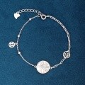 wholesale S925 Sterling Silver Mother-of-Pearl Fortune Token Coin Beaded Bracelet for Women, Ins Niche Design, National Trend Luxury with High-End Aesthetic-0-0