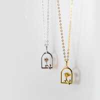 wholesale S925 Sterling Silver Fairy Tale Little Prince Rose Garden Necklace French 3D Exquisite Elegant Versatile Choker Chain D9006-S925 silver necklace silver 925 silver