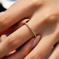 S925 Silver 18K Gold Plated Round Moissanite Band Ring-0-2