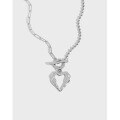 wholesale S925 Sterling Silver 425 Korean Version Ins Small Design Minimalist Versatile Heart Ballpoint Chain OT Buckle Textured Necklace for Women-0-0