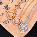 Sterling Silver Rotatable Eight-Treasure Compass Pendant Necklace-0-2