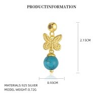 wholesale S925 Sterling Silver。-A4461_Natural Wired Green Pine_18K Yellow Plated_Swimming Paint_Palladium Base_Single Pendant 925 Silver