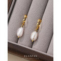 wholesale S925 Sterling Silver French Baroque Pearl Earrings For Women, Fashionable And Minimalist With An Elegant And High-end Feel-0-1