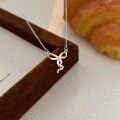 wholesale S925 Sterling Silver Korean Version Timeless Bow Necklace for Women, Small and Exquisite, Light Luxury, Fresh Style, Best Friend Collarbone Chain-0-5
