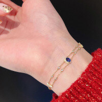 wholesale S925 Sterling Silver Red Elk Double Layer Bracelet with Ins Starry Sky Design, Exquisite, Elegant, and Fashionable Dreamy Women's Jewelry-BS0039-Gold 925 Silver