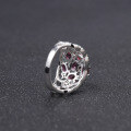 wholesale S925 silver gemstone-embedded ring with a design sense of luxury, sophistication, and natural rose pomegranate, Flourishing Series-0-3