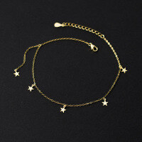wholesale S925 Silver Na Lan Korean Style Exquisite Minimalist Ins Wind Luxury Niche Design Star Ankle Chain S7392-Gold 925 silver