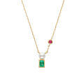 wholesale 9k gold Japanese retro-style square emerald pearl ruby necklace, Spring new collection by Yili Jewelry-0-3