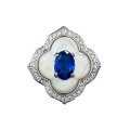 wholesale S925 Silver White Mother-of-Pearl Inlaid Royal Blue 4*6mm Fashion Exquisite Vintage Style Elegant and Classic-0-4