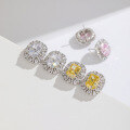 wholesale S925 Sterling Silver Icy Cut High-Carbon Diamond Earrings for Women, Luxury Style Pink Diamond Earrings-0-1