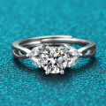 PT950 Platinum Plated 925 Sterling Silver Floral 1-Carat Moissanite Engagement Ring-0-0