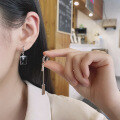 wholesale S925 sterling silver Korean-style epoxy geometric English small square pendant tassel trendy and edgy long drop earrings for women-0-3