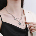 wholesale S925 Sterling Silver "Money Horse" Double Layer Chain Minimalist Pony Resin Retro Versatile Necklace-0-3