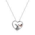 wholesale 925 Sterling Silver Wish Cross-Border New Product Runway Mother-Child Two-Tone Heart Necklace for Women, European and American Fashion Collarbone Pendant-0-4