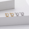 wholesale 925 Sterling Silver Minimalist Round Zircon Stud Earrings For Women-0-4