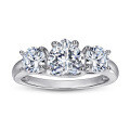 wholesale S925 Sterling Silver Cross-Border Bestseller Heart and Round Shape Zircon Classic Three-Stone Style Full Pavé Group Setting-0-1