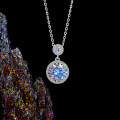 S925 Sterling Silver Cross-Border Round Moissanite Luxury Necklace, Tarnish-Resistant Birthday Gift-0-1